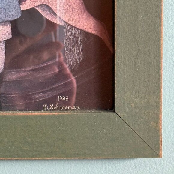 Vintage 1988 Norma Schneeman Framed Art Print Of Child With Horse In Green Wood - Picture 4 of 9